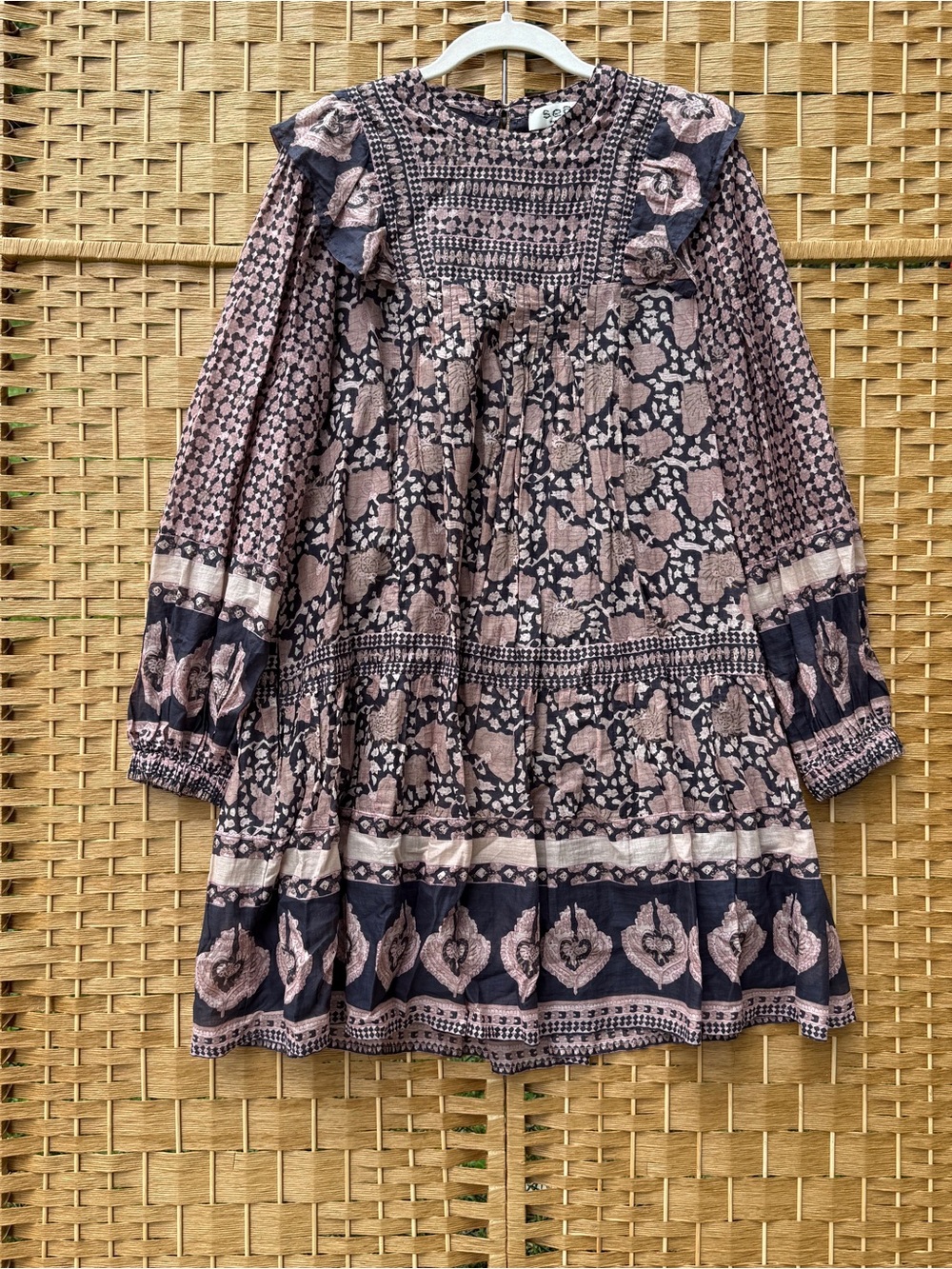Sea New York Margo Printed Cotton Mini Dress Ruffle Cotton Women’s Medium